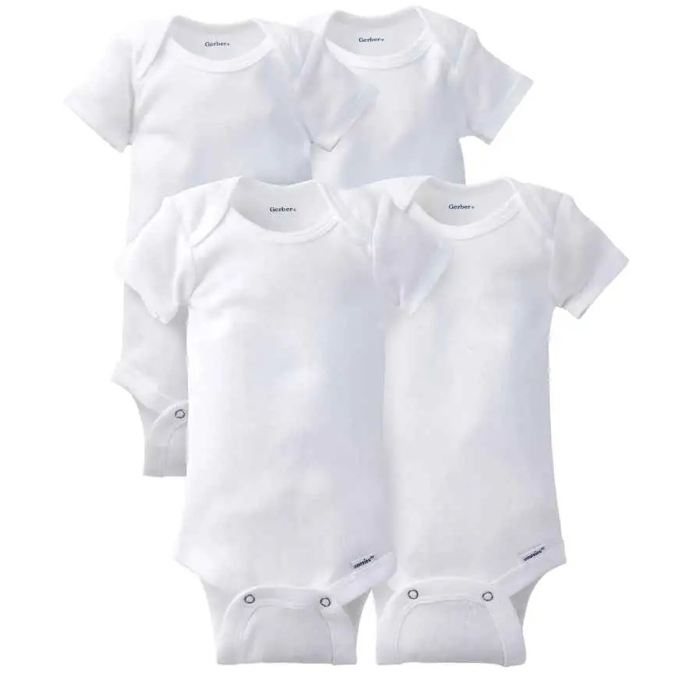 NWT Gerber Classic White Onesies 4 Pack ~0-3M